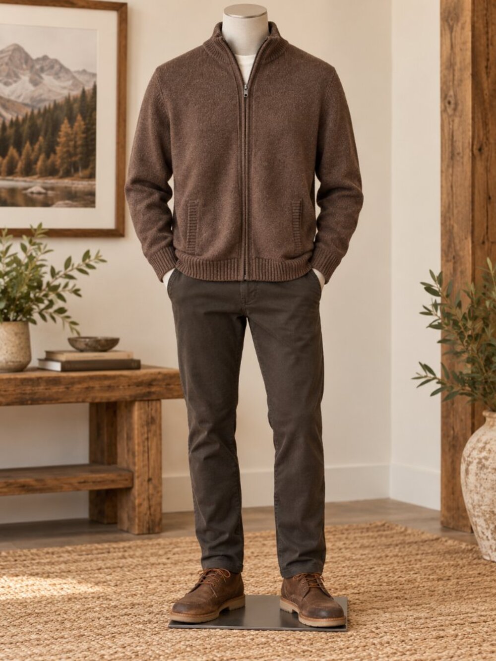 Patagonia Mens Brown Lambswool Half Zip Sweater Wool Knit Gorpcore Small
